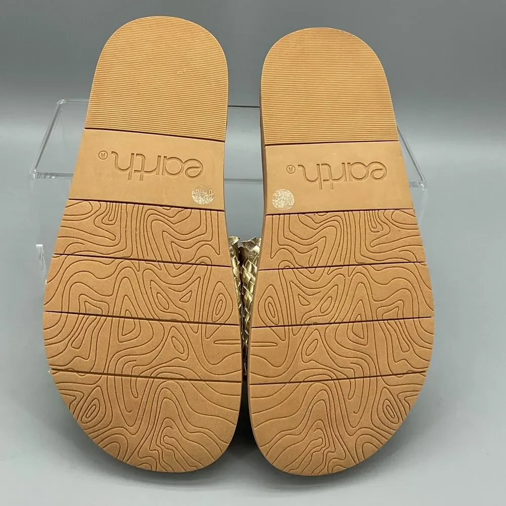 NEW earth Women’s Fontane Woven Flat Sandals Gold Size 6.5M